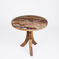 Table à manger ronde en bois massif, artisanale et durable, design moderne et antique, écologique, rustique, vintage, meubles d'atelier et de maison