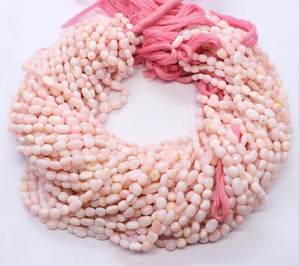 ลูกปัดโอปอลสีชมพูธรรมชาติทรงก้อนเรียบขนาด 5-6 มม. ลูกปัดพลอยโอปอลสีชมพูไม่สม่ำเสมอ 13 นิ้ว ลูกปัดโอปอลสีชมพูธรรมชาติทรงเรียบ - Product Image 1