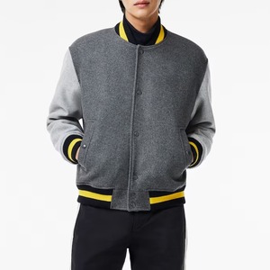 <b>Men's</b> Turquoise Varsity <b>Jacket</b> <b>White</b> Sleeves PU Fabric Single Button Closure Stand Collar Regular Fit Autumn Casual Wear Front - Product Image 1