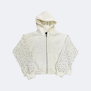 Nouveau Hoodie Court Unisexe Tendance 2026 avec Manches à Strass Noir et Blanc – Personnalisable OEM ODM - Product Image 2