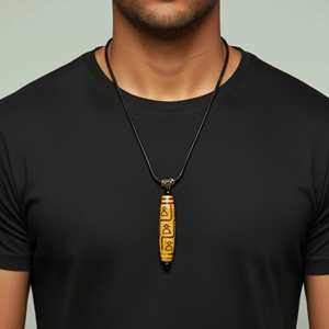 Natural Crystal Pendant Necklace for Men & Boys 3-Inch Stone with 28-Inch Leather <b>Rope</b> - Product Image 1