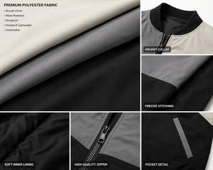 Chaqueta Bomber Personalizada para Hombre con Bloques de Color, Ligera, Cortavientos, con Cierre, Chaqueta Casual de Vuelo, Abrigo de Invierno de Poliéster, Fabricación OEM ODM - Product Image 5