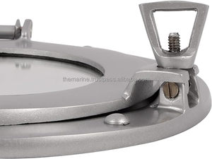 Miroir à hublot en argent de 9 pouces au design nautique moderne et vintage pour salle de bain, décor mural de hublot de bateau et de bateau - Product Image 2