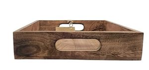 Plateau de service rectangulaire classique en bois de manguier peint à la main de haute qualité avec poignées, accessoires de cuisine pour café et petit-déjeuner - Product Image 4