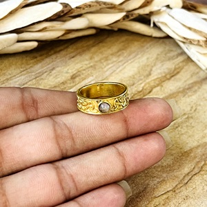 Hot Selling Brass <b>Rings</b> <b>Celtic</b> Moonstone <b>Ring</b> Tribal Brass Jewelry Women 18k Gold Plated Vintage Knot Band Wholesale/OEM/ODM - Product Image 1