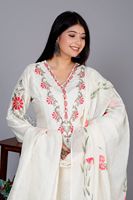 Setelan Salwar Kameez Putih Wanita Katun Tradisional Regular Fit Panjang Reguler Musim Panas Kasual India Pakistan Bebas Kerut Cepat Kering