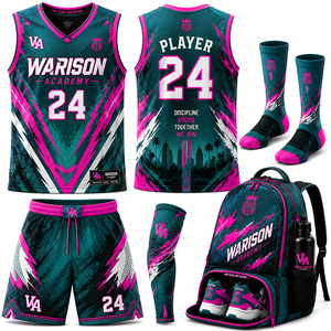 Basketball Academy Uniform Set With Jersey Short Socks And Sleeve Sublimation Basketball Uniform Kit With Custom Name And Number - Product Image 6