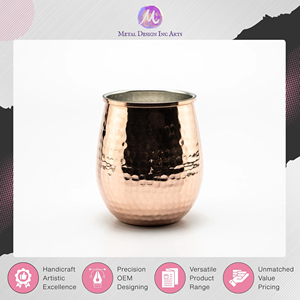 Ensemble de 2 verres en cuivre martelé faits à la main, qualité garantie à 100 %, pour servir cocktails et boissons, provenant d'un fournisseur d'origine indienne. - Product Image 2