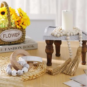 Decorative Wood Knot Link <b>Chain</b> Decor and Bead Garland Set Farmhouse Aesthetic Natural Wooden Knot <b>Chain</b> Link Wood Bead - Product Image 2