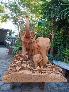 Sculpture d'éléphant en bois, artisanale, style Art déco, ornement autoportant, imperméable, décoration de jardin et de parc, toutes saisons - Product Image 3