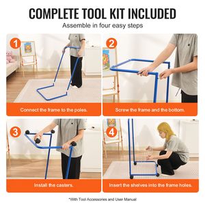 Scaffale per Asciugatura Opere d'Arte con 25 Ripiani Rimovibili, 23.75 X 17.5 X 38 Pollici, in Acciaio al Carbonio, con Ruote Bloccabili per Arredamento Scolastico - Product Image 6