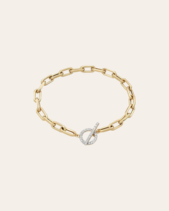 Brazalete Abierto Grande con Cierre de Diamantes 0.11ctw E-VVS, Cadena Flexible y Brazalete de Eslabones con Diamantes de Laboratorio en Oro Rosa de 14K - Product Image 4