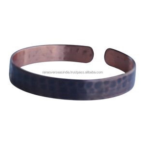 Pure Copper Eco-Friendly Recyclable Lightweight Waterproof Cuff Antique Hammerred Adjustable <b>Open</b> Bracelet 40mm+ Unisex - Product Image 5