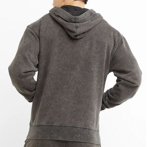 High Quality Men's Vintage Acid Wash Fleece 100% Cotton Anti-Wrinkle <b>Hoodie</b> Front Logo Customizable Best Selling for Autumn - Product Image 2
