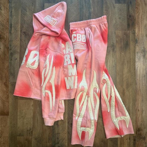 Conjunto de Sudadera con Capucha y Pantalones Jogger Personalizados de Invierno, Estampados, Efecto Desgastado, Lavado Ácido, Corte Regular, Transpirables y de Secado Rápido - Product Image 3