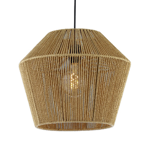 โคมไฟแขวนเชือกสีดำทอมือ โคมไฟกระดาษราเฟียทอมือ - Product Image 2