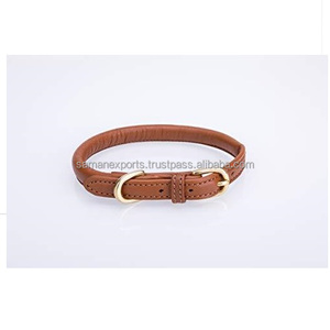 Collar de perro redondo de cuero suave hecho a mano de calidad superior Fabricante y mayorista Todos los tamaños Proveedor disponible Saman Exports - Product Image 3