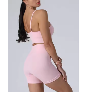 Ensemble de yoga et Pilates couleur unie, séchage rapide, dos ouvert, taille haute, décontracté et polyvalent - Product Image 2