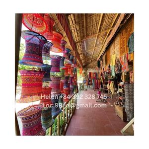 โคมไฟทำมือของชนเผ่าบนภูเขาในเวียดนาม โคมไฟสีแดง โคมไฟผ้าไหม บรรยากาศภูเขา โคมไฟพื้นที่ซาปา แสงโคมไฟจากเวียดนาม - Product Image 5