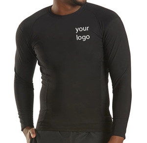 <b>Black</b> Design Digital Print Rash Guard Breathable Athletic <b>Compression</b> Wear UPF50+ 220g Low MOQ Competitive Factory - Product Image 1