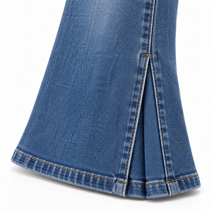 Jean en denim extensible taille haute coupe bootcut pour femme, bleu moyen, lavable, vente en gros - Product Image 4