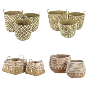 MACRAME NET <b>Woven</b> <b>Basket</b> Seagrass Hyacinth <b>Basket</b> Storage Organization Bin Craft Storage Clothes Organizer - Product Image 1