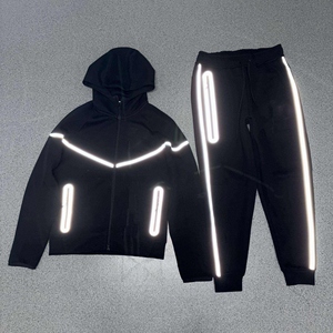 Tech Fleece <b>Windrunner</b> <b>Jacket</b> – Reflective Striped Zip Hoodie for Men, Custom Logo OEM Sportswear Supplier - Product Image 2