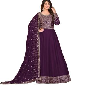 Vestido de Anarkali con bordado de seda y arte de diseñador, secuencia de trabajo de Fab Zone para ropa india y pakistaní - Product Image 1