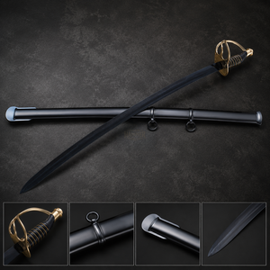 ดาบเหล็กโค้งตกแต่งสไตล์สงครามกลางเมืองอเมริกัน พร้อมปลอกโลหะ - Product Image 1