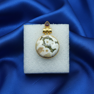 Natural Ocean Jasper and <b>Garnet</b> Gemstone Pendant 925 Sterling Silver Rose Gold Yellow Gold Plated Healing Boho Jewelry Gift her - Product Image 4
