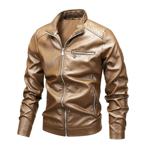 Blouson bomber en cuir matelassé classique pour homme, chaud et respirant, avec poignets côtelés, imperméable, plusieurs couleurs pour l'hiver - Product Image 6