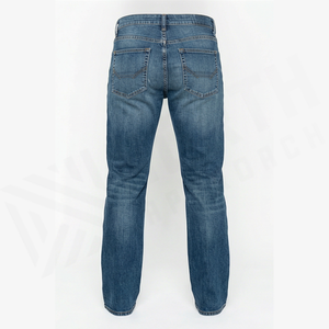 Jean en denim délavé coupe slim à jambe droite pour homme, taille mi-haute, en coton, décontracté, pour l'automne - Product Image 2