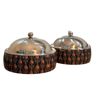 Casserole isotherme en acier inoxydable à double paroi avec impression décorative citron et couvercle martelé, chauffe-plats thermique - Product Image 4