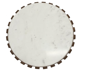 Round Marble <b>Top</b> Coffee <b>Table</b> <b>Solid</b> <b>Wood</b> Side <b>Table</b> Natural Finish Living Room Accent <b>Table</b> - Product Image 4