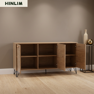 Scandinavian Wood <b>Sideboard</b> Modern <b>Storage</b> Cabinet with Metal Legs Dining Room Furniture - Product Image 2