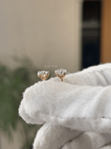 Pendientes de Oro Rosa de 14K con Diamantes Cultivados en Laboratorio en Forma de Copo de Nieve, VVS VS EF, con Detalles Marquesa, Joyería Fina al por Mayor, 1.175 Quilates - Product Image 3