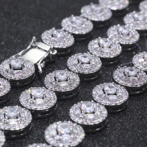 925 Silver Lab Grown Diamond Round Link Chain Luxury <b>Statement</b> <b>Necklace</b> for Men - Product Image 4