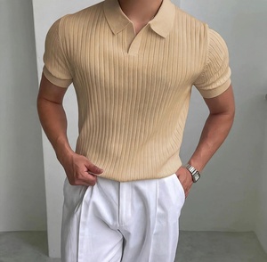 Men's Black Knitted <b>Waffle</b> 100% Cotton for <b>Shirt</b> Short Sleeve Solid Color Smart Casual Breathable Turn Collar Regular Fit BD - Product Image 6