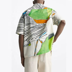 Chemises hawaïennes personnalisées pour hommes en flanelle, décontractées, respirantes, à manches courtes, boutonnées, imprimées abstraites - Product Image 2