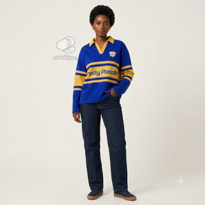 Polo de rugby Sigma Gamma Rho Sorority pour femme, col classique, blocs de couleur, broderie lettres grecques, haut athlétique - Product Image 5