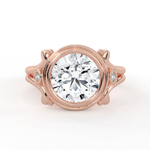 แหวนเพชรทรงกลมเจียระไนแบบบริลเลียนท์ 2.50 กะรัต ทอง 14K 18K เพชรเลี้ยงในห้องปฏิบัติการ ดีไซน์แหวนแยกส่วนแบบวินเทจ ประดับเพชรข้างแบบเบเซล แหวนแต่งงานแบบโซลิแทร์ เครื่องประดับ - Product Image 2