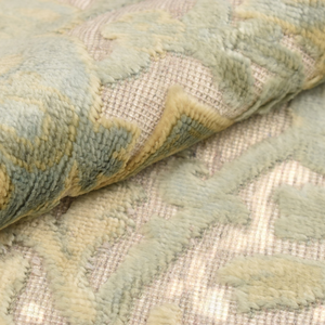 Alfombra Oushak de Lana Anudada a Mano, Color Crema, Verde Salvia y Dorado Suave, con Medallón Floral, de Pelo Corto, Estilo Vintage para Sala de Estar - Product Image 3