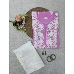 DESIGNER RAYON CHAIN <b>STITCH</b> TOP WITH PALAZZO <b>PINK</b> - Product Image 1