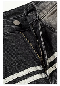 Jean cargo ample vintage délavé pour homme LY Designer, coupe longue, jambe large, multi-poches, effet usé - Product Image 3