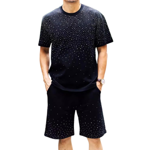 T-shirts en jersey 100% coton 280 g/m² avec design personnalisé en strass, imprimé graphique respirant, col rond surdimensionné pour hommes - Product Image 5