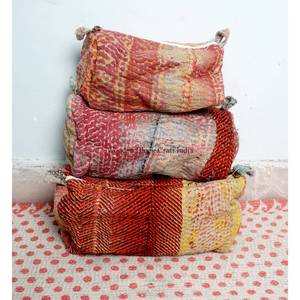 Indian cotton kantha cosmetic bag patchwork Toiletry bag Makeup pouch Accessory <b>case</b> Women's travel bag Handmade Kantha - Product Image 6