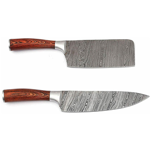 Ensemble de couteaux de chef en acier Damas, fabriqués à la main, conçus pour hacher, trancher et découper, ensemble de couteaux multi-usages de qualité supérieure pour la cuisine - Product Image 4