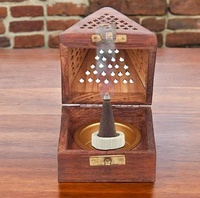 Holz pyramide Form Weihrauch Box Halter Ständer Holz Agarbatti Ständer mit Asche fänger für Home Office
