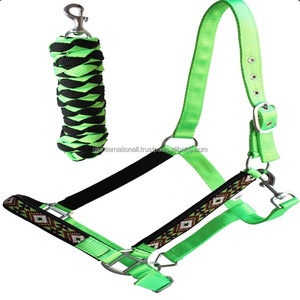 Most Demanding Double Ply Nylon Webbing Beaded Horse <b>Halter</b> with matching Lead Ropes and Nickel Hardware - Product Image 5