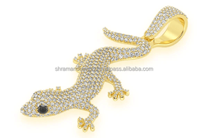 Custom 925 <b>Silver</b> Gold Plated Lab Grown Diamond Iced Gecko Lizard <b>Charms</b> Pendants Hip Hop Unisex Necklace <b>Charms</b> Gift - Product Image 6